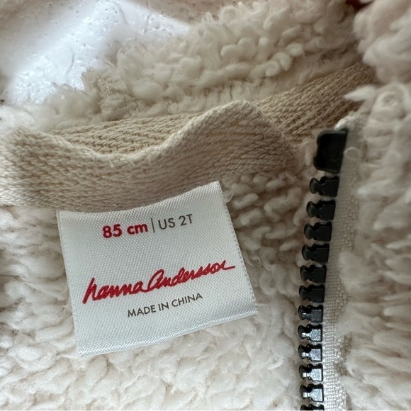 Hanna Andersson Toddler Plush Sherpa Teddy Bear Hoodie Jacket Sz 2T Oatmeal - Picture 5 of 5